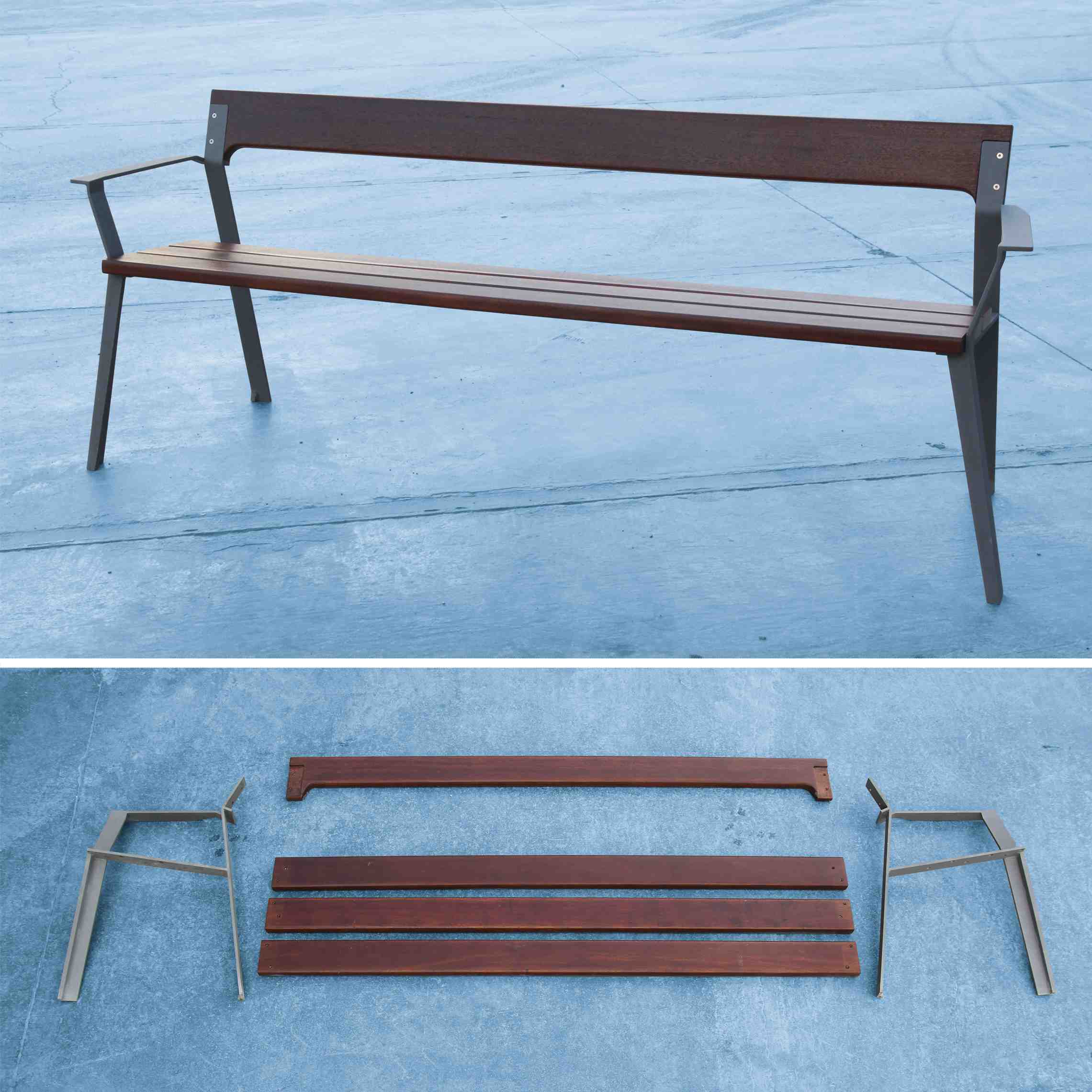 bancos de madera con respaldo